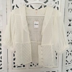 Free people sheer ivory blouse